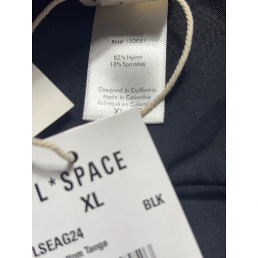 L*Space Ella Bottom Tanga Black V-Front Bikini Swimwear LSEAG24 XL NEW